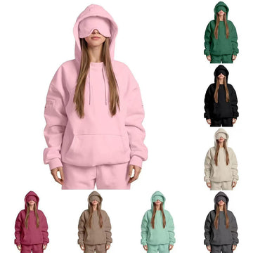 Built-in Eye Mask Hoodie Set Wearduffled.com