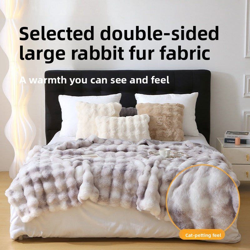 Luxury-lite rabbit fur blanket for office afternoon nap blanket Wearduffled.com