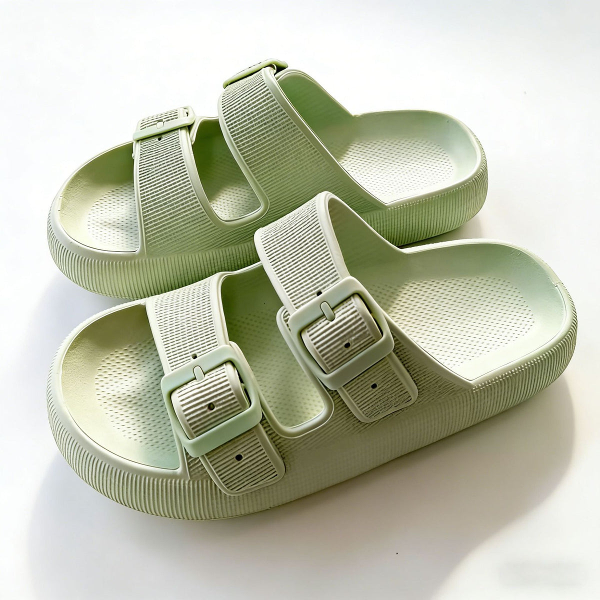 Thick-Soled EVA Slippers with Double Buckle Wearduffled.com