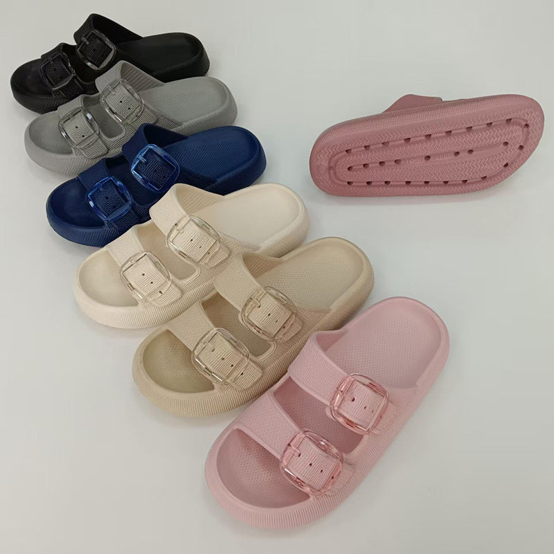 Thick-Soled EVA Slippers with Double Buckle Wearduffled.com