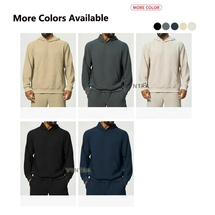Custom Waffle Antistatische Lange Mouwen Tops Heren Workout Running Gym Training Sportkleding Hoodie Sweatshirt Met Kangoeroe Zak Wearduffled.com