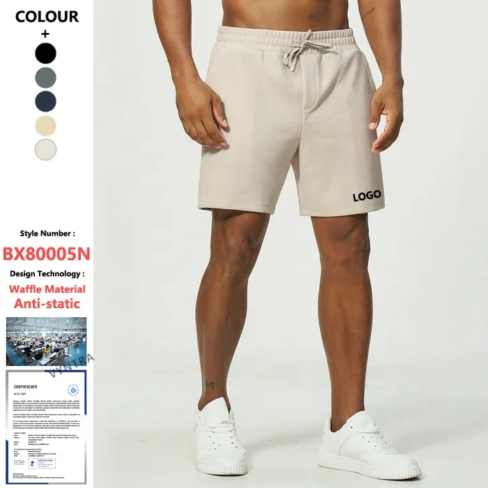 Custom Casual Waffle Antistatische Zwarte Heren Running Workout Tennis Fitness Sport Gym Golf Basketbal Actieve Shorts Wearduffled.com