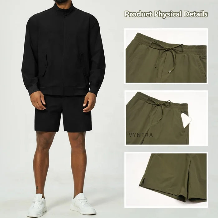 Waterdichte, snel drogende sport shorts voor heren met zak, geschikt voor fitness, zakelijk casual, outdoor, hardlopen, golf en andere sporten, met aangepaste logo. Wearduffled.com