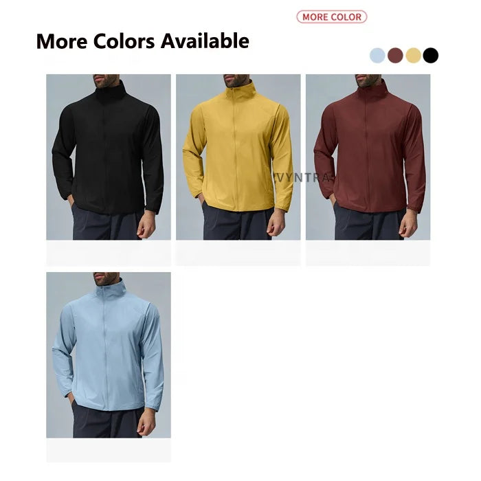 Waterdichte sportjas met opdruk, lange mouwen, volledige rits, voor heren, geschikt voor workout, wandelen, hardlopen, reizen, golf en outdoor activiteiten. Wearduffled.com