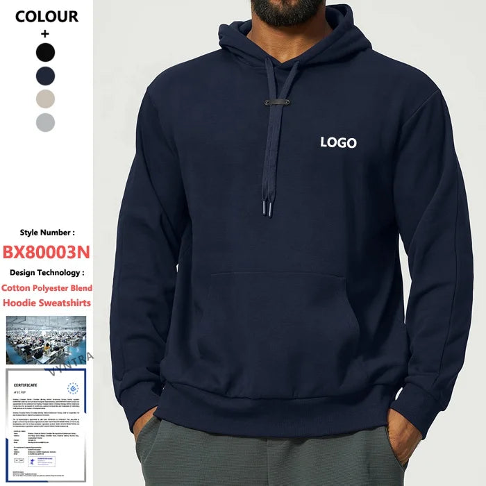 Herentrui met capuchon, lange mouwen, van katoen-polyestermix, met kangoeroezak, geschikt voor buitenactiviteiten en hardlopen. Wearduffled.com