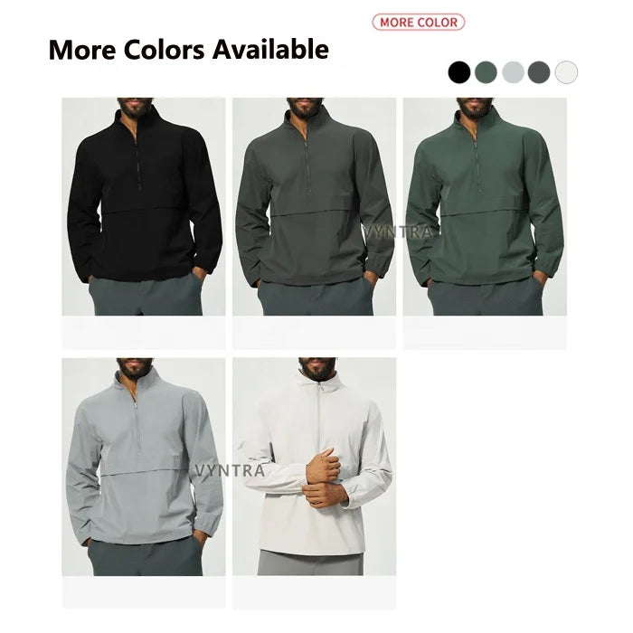 Custom logo half-zip waterafstotende lange mouwen pullover sporttop heren workout running gym outdoor hiking training sweatshirt Wearduffled.com