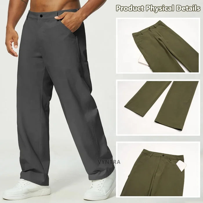 Waterafstotende, snel drogende, rechte joggingbroek voor heren met zakken, geschikt voor zakelijk casual, outdoor, golf en sport, met aangepaste logo's. Wearduffled.com