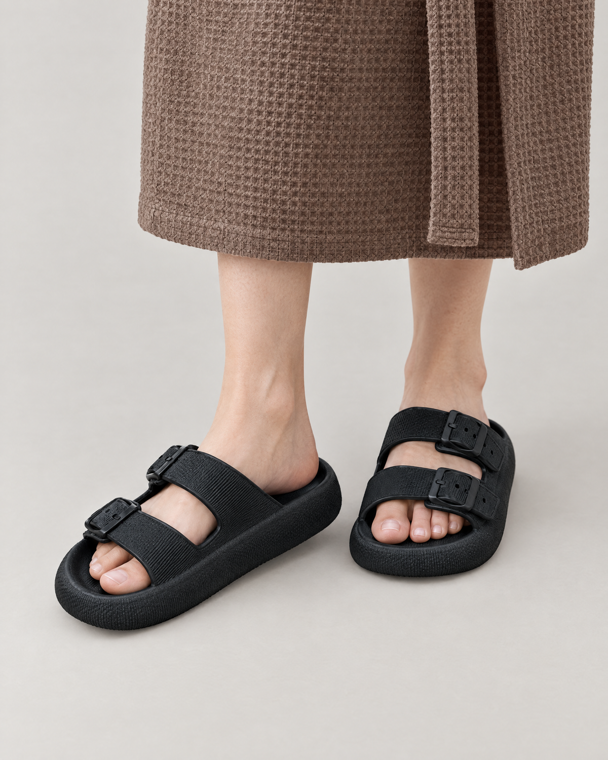 Cloud Slide  Double Buckle black Wearduffled.com