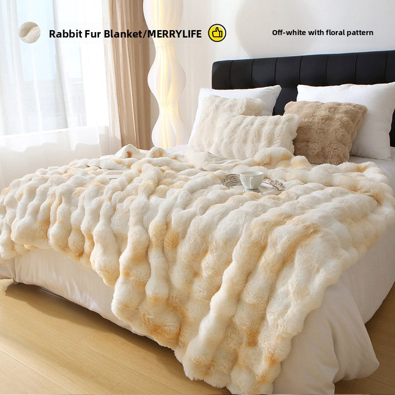 Luxury-lite rabbit fur blanket for office afternoon nap blanket Wearduffled.com