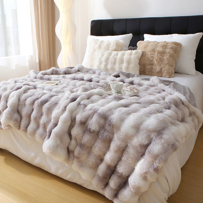 Luxury-lite rabbit fur blanket for office afternoon nap blanket Wearduffled.com