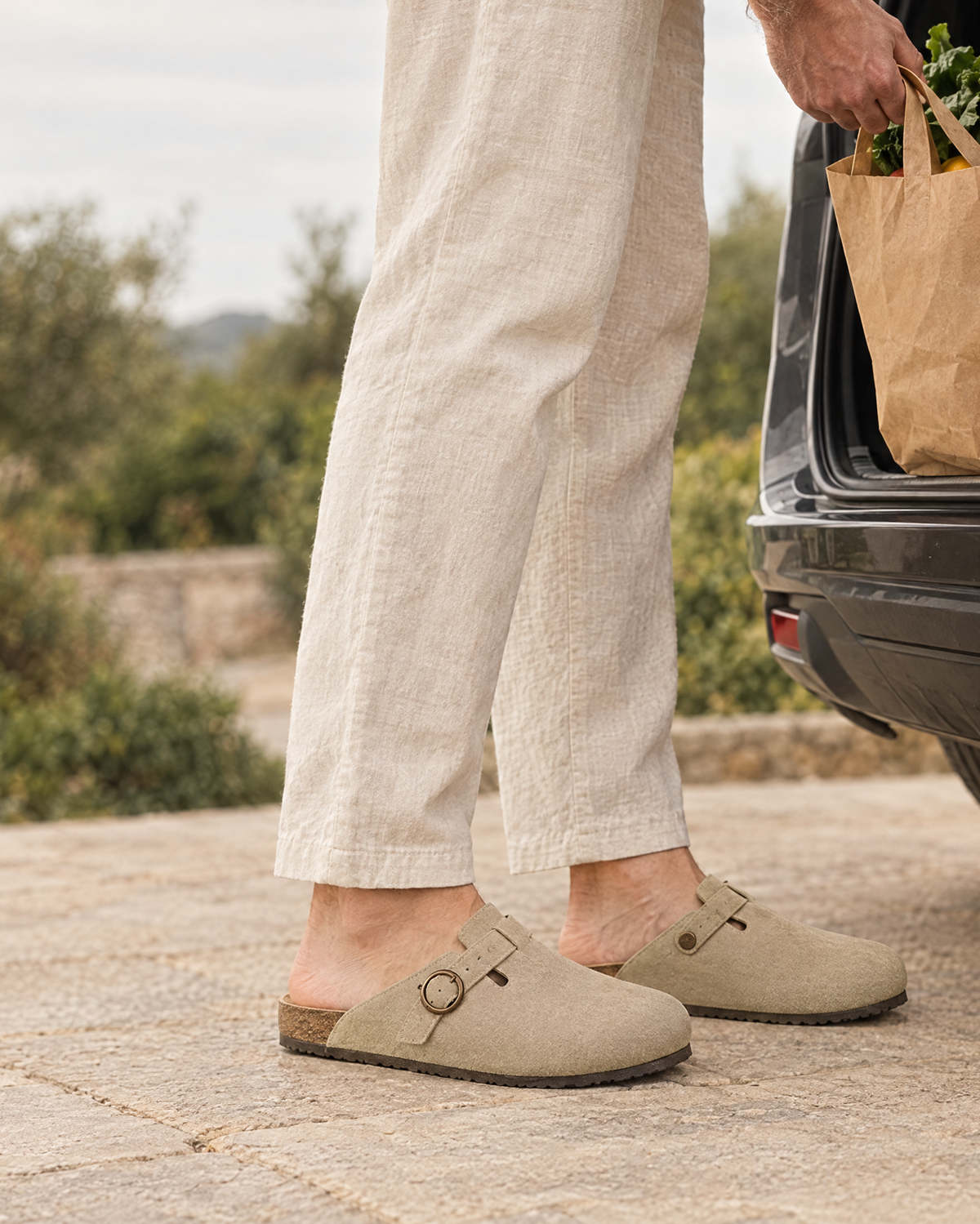 Vegan Suede Clogs - Beige Wearduffled.com