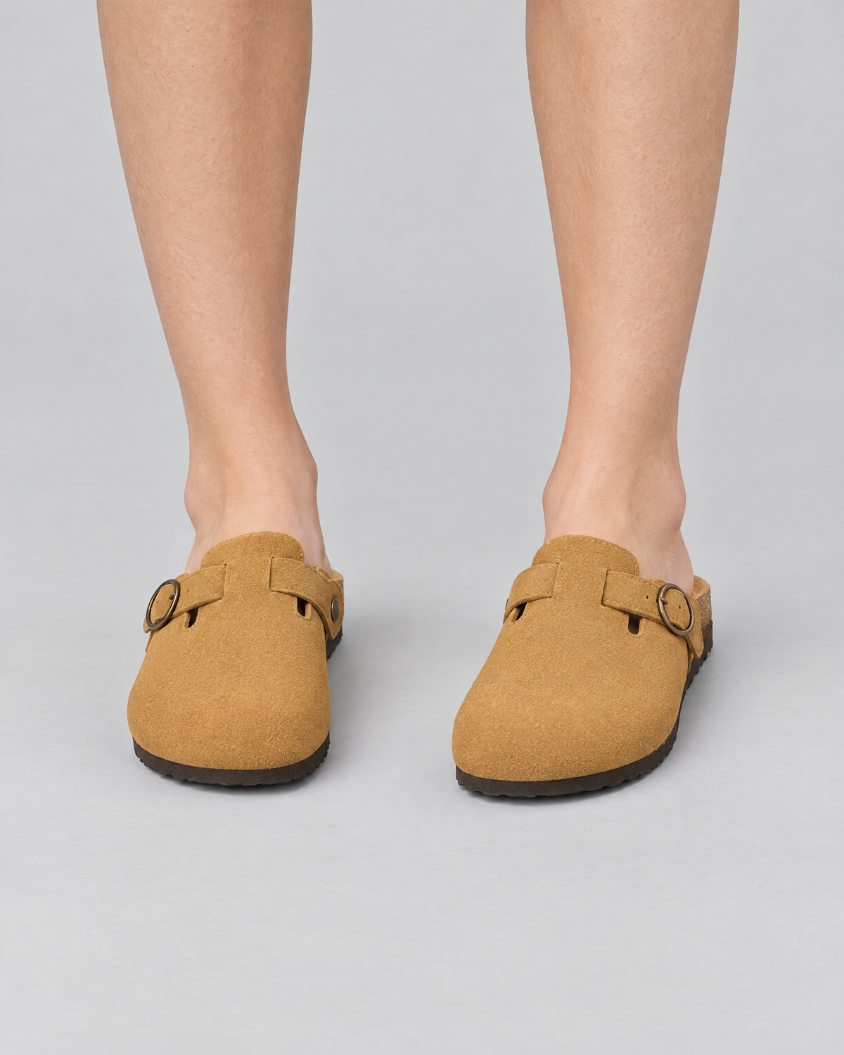 Vegan Suede Clogs - Mustard Tan Wearduffled.com